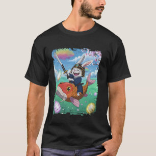 Camiseta Caça ao Ovo de Páscoa do Coelho Samurai Montado em