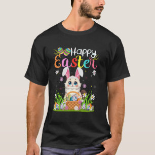 Camiseta Caça ao Ovo de Páscoa do Gato Ragdoll Orelha de Co