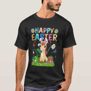 Camiseta Caça ao Ovo de Páscoa Feliz Cavalo Orelha de Coelh
