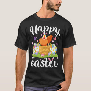 Camiseta Caça ao Ovo de Páscoa Floral Galinha Fac