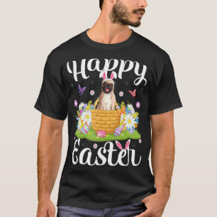 Camiseta Caça ao Ovo de Páscoa Pug Floral Pug Domingo de Pá