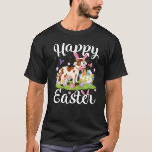 Camiseta Caça ao Ovo de Páscoa Vaca Floral Vaca Domingo de
