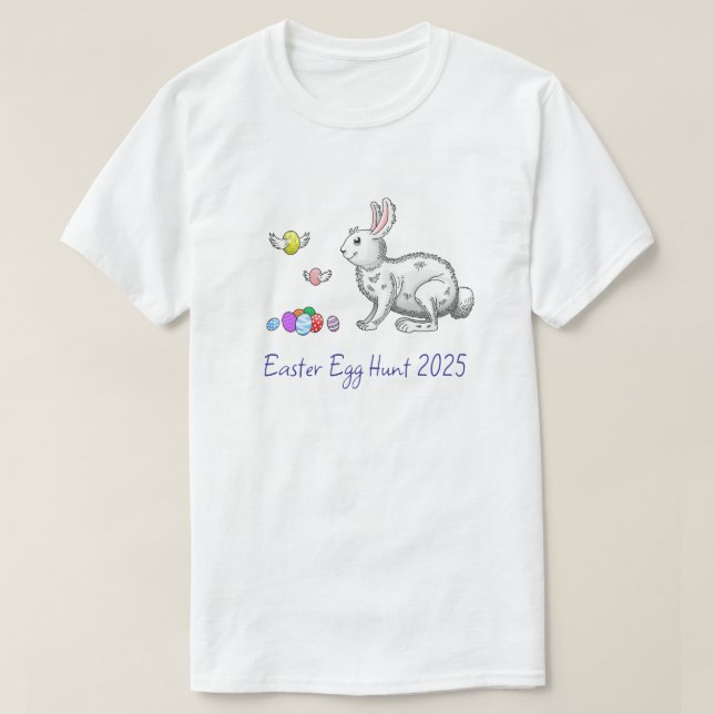 Camiseta Caça ao Ovo do Coelho da Páscoa (Frente do Design)