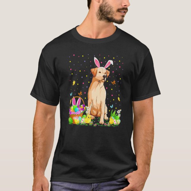 Camiseta Caça ao Ovo em Páscoa Páscoa de Cachorro do Labrad (Frente)