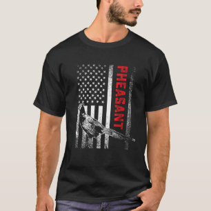 Camiseta Caça ao Pheasant ave Vintage, bandeira americana,