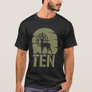Camiseta Caça ao Veado Aniversário de 10 anos Menino Menina
