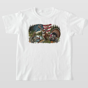 Camiseta Caça ao Veado, Caça ao Pato, Bandeira dos EUA