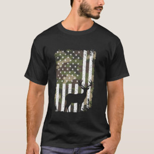 Camiseta Caça ao Veado em Bandeira dos EUA Camuflada Para P