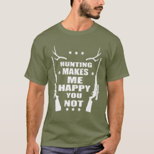 Camiseta Caça às Mens Me Faz Feliz Jäger Jagd Hund Outdoo