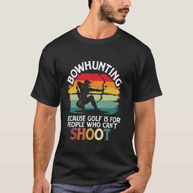 Camiseta Caça com Arco e Arqueiro, Arco Composto e Arqueiro (Frente)