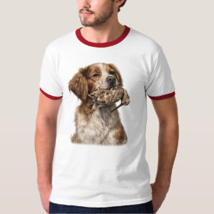 Camiseta Caça com Brittany Spaniel e Narceja