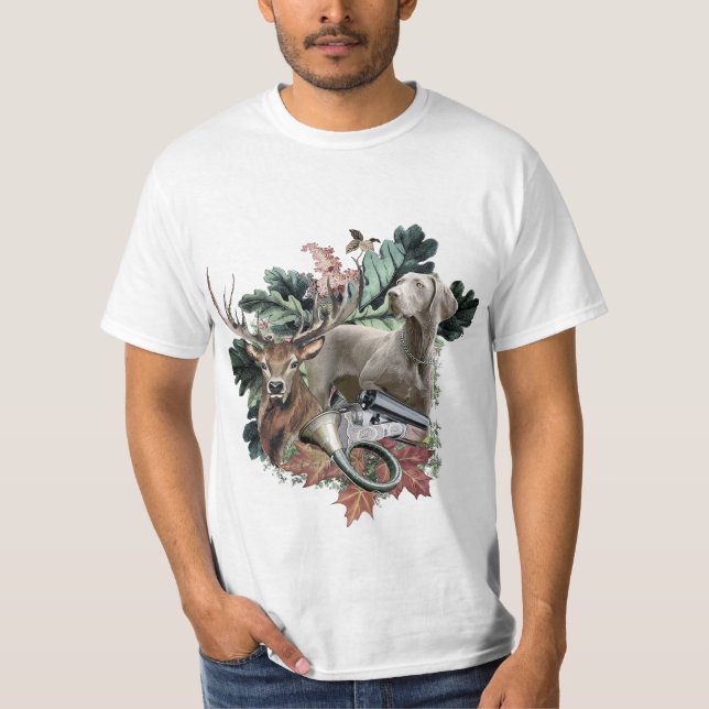 Camiseta Caça com um Weimaraner, "Espírito de Cinzas" (Frente)