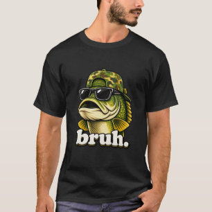 Camiseta Caça de Bruh Camuflagem Robalo Peixe Engraçado