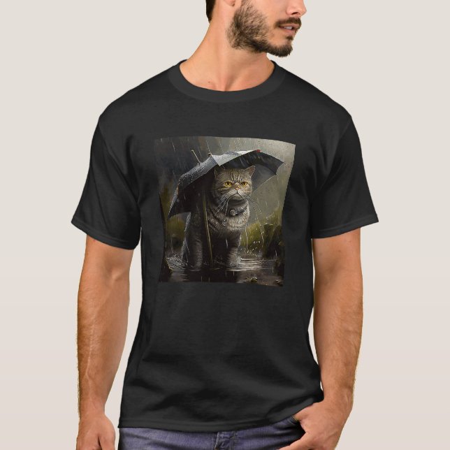 Camiseta Caça de Gatos Chovendo (Frente)