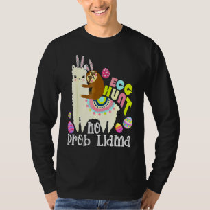 Camiseta Caça De Ovo Sem Prob Llama Bunny Sloth Andando Lla