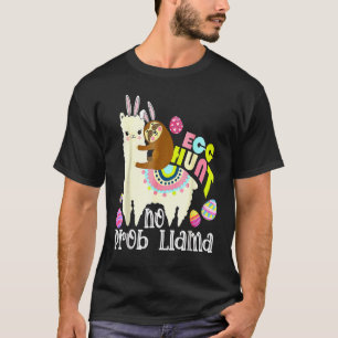 Camiseta Caça De Ovo Sem Prob Llama Bunny Sloth Andando Lla