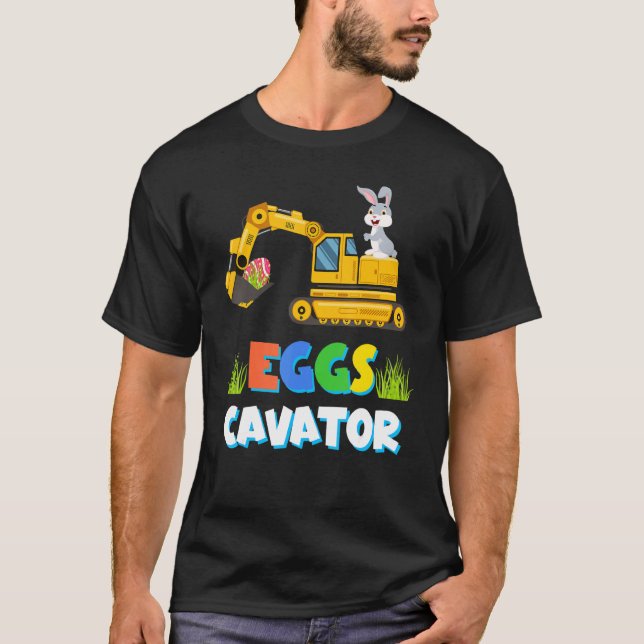 Camiseta Caça De Ovos De Páscoa Para Crianças Escavadoras R (Frente)