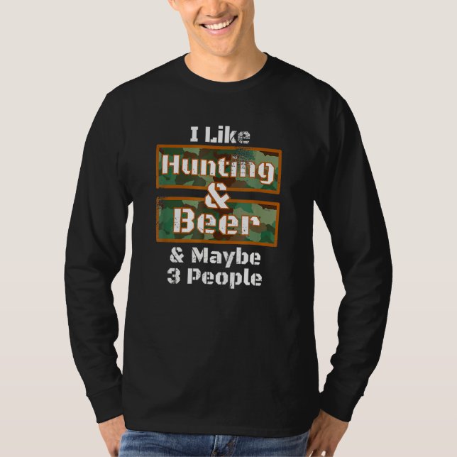 Camiseta Caça De Veado Eu Gosto De Caça E Design De Cerveja (Frente)