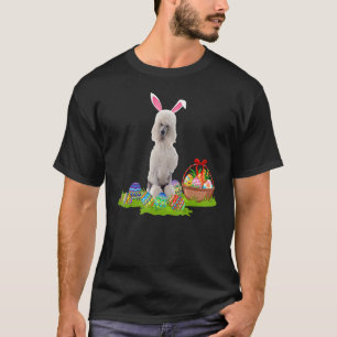 Camiseta Caça divertida ao ovo de Páscoa Bunny Poodle padrã