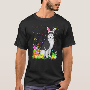 Camiseta Caça divertida ao ovo de Páscoa do cão Husky Siber