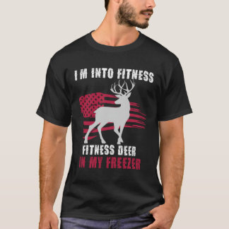 Camiseta Caça Estou Em Forma Fit_ness Veado Freezer Homens