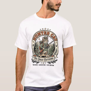 Camiseta Caça Gato Caça Aventureiro Gato Vetor Vintage