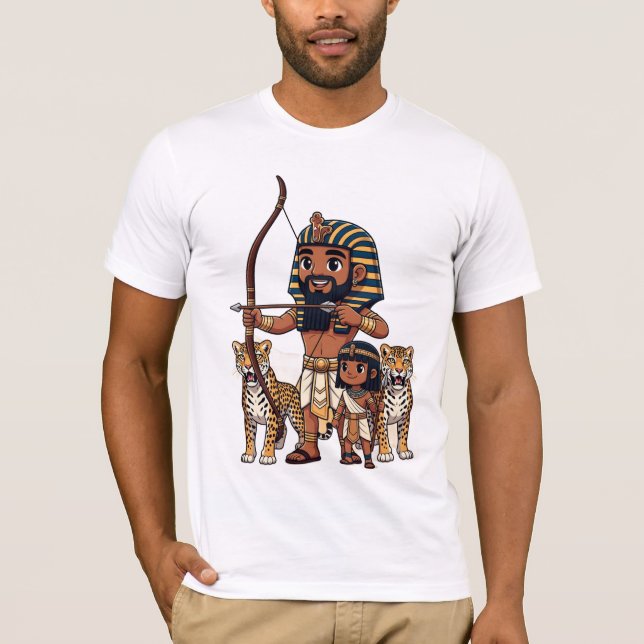 Camiseta Caça no Antigo Egito com Leopardos (Frente)