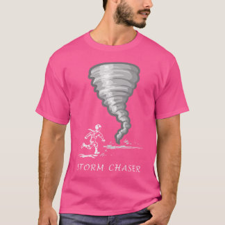 Camiseta Caça Tempestuosa Divertida Com Homem Correndo Em D