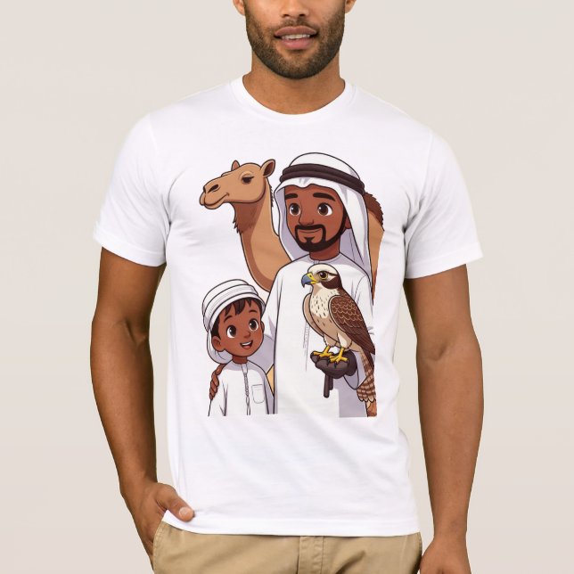 Camiseta Caça Tradicional com Falcões Árabes (Frente)