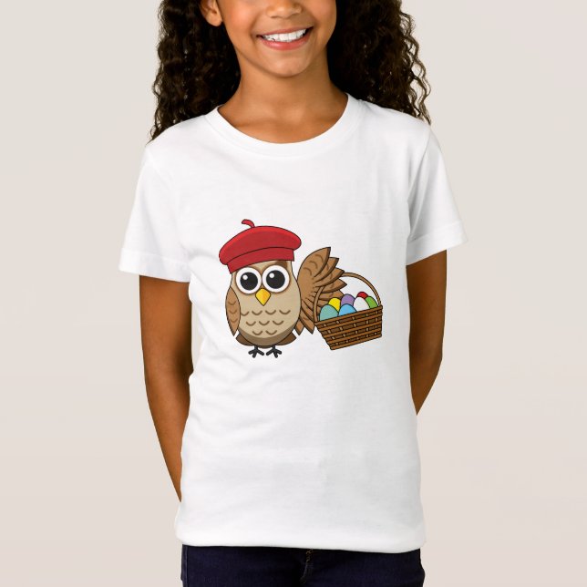 Camiseta Caçada de Ovo da Páscoa Funny Owl (Frente)