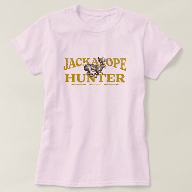 Camiseta Caçador Americano de Jackalope Gráfico (Frente do Design)