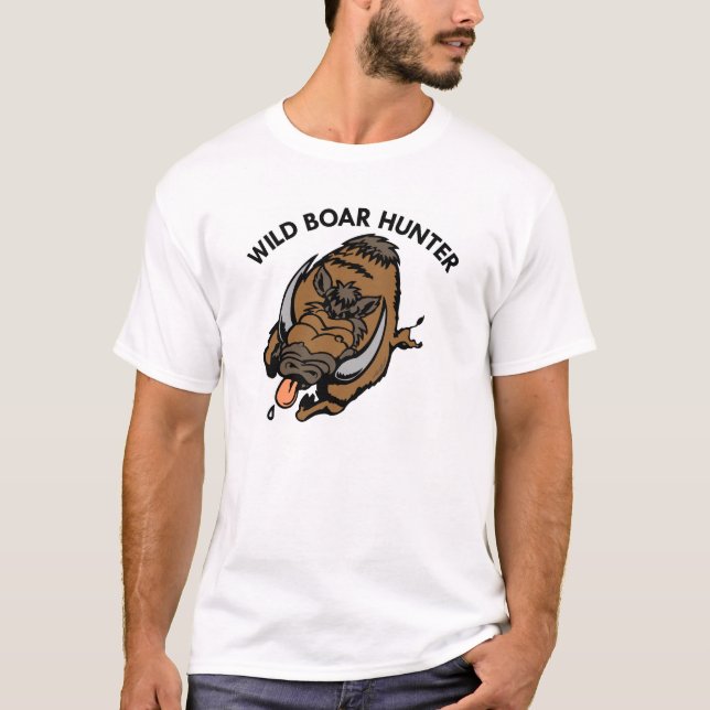 Camiseta Caçador branco do javali (Frente)