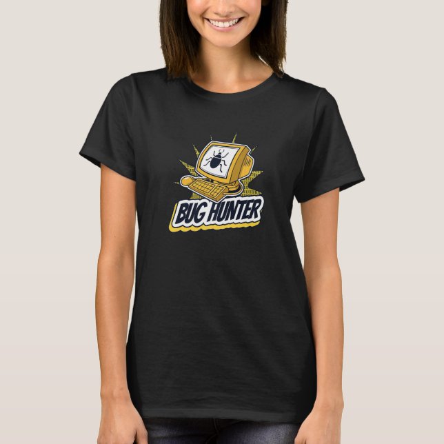 Camiseta Caçador de Bugs Codificador Full Stack Engenheiro  (Frente)