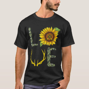 Camiseta Caçador de Caça ao Amor Padrão de Camuflagem de