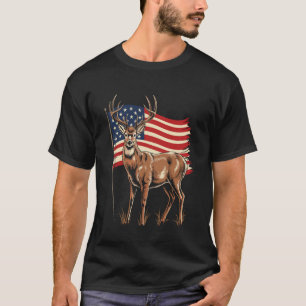 Camiseta Caçador de Cervos Bandeira dos EUA Patriota Tempor