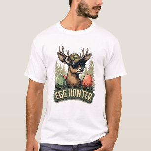 Camiseta Caçador de Ovos Cervo Buck Feliz Dia de Páscoa Ovo