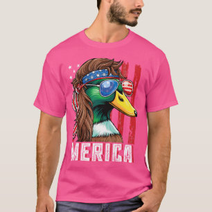 Camiseta Caçador de Patos Bandeira EUA Merica Engraçado Caç