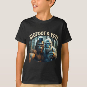 Camiseta Caçador de pé-grande e yeti selfie criptozoologia