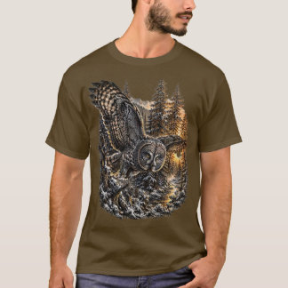 Camiseta Caçador Silencioso – Grande Cinza Coruja Deserto V