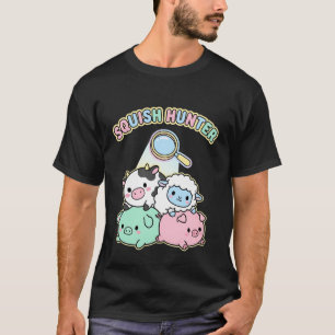Camiseta Caçador Squish Animais Fofos Kawaii Vaca Porco Cor