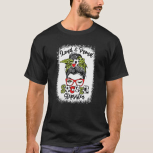 Camiseta Caçadora Louca E Orgulhosa Stepirmã Messy Bun Blea