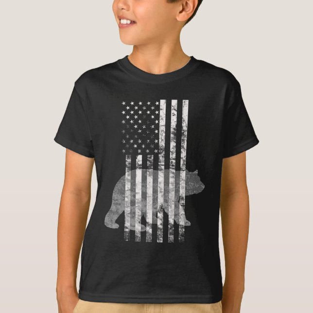 Camiseta Caçadores de Bandeiras Americanas do Urso de Caça  (Frente)