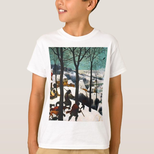 Camiseta Caçadores na Paisagem da Neve Pieter Bruegel (Frente)