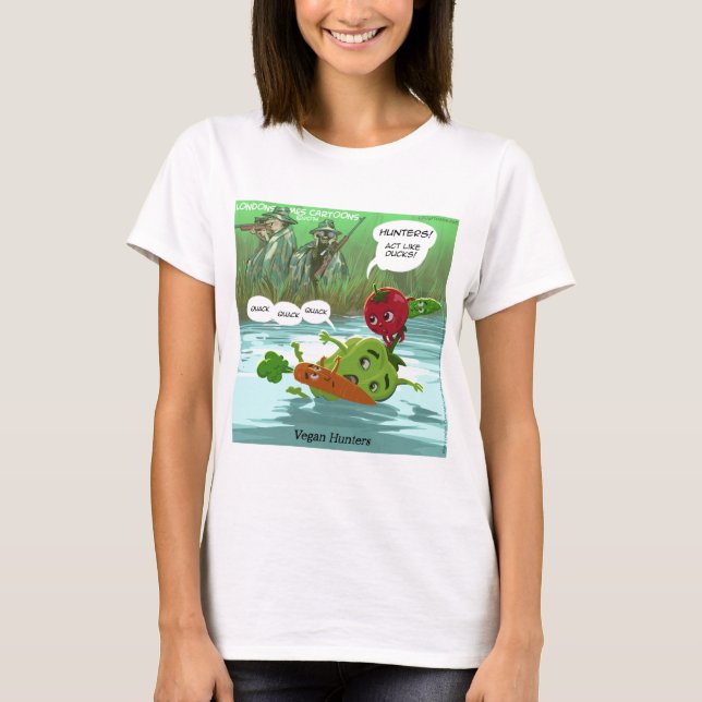 Camiseta Caçadores Veganos Divertidos (Frente)