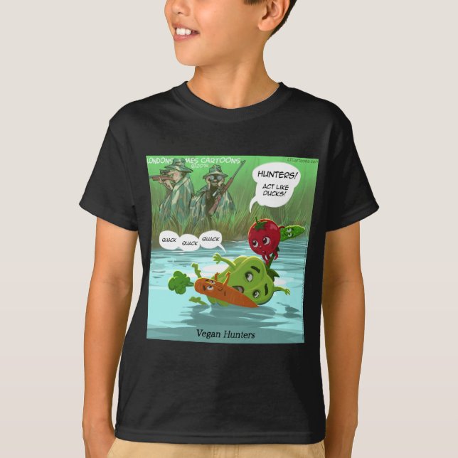Camiseta Caçadores Veganos Divertidos (Frente)