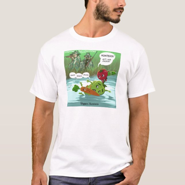 Camiseta Caçadores Veganos Divertidos (Frente)