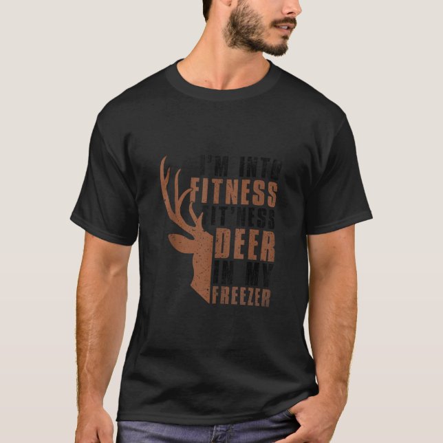 Camiseta Caçando, sou Malhação Caçador Engraçado Deer Freez (Frente)