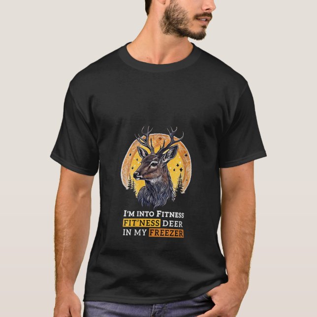 Camiseta Caçando, sou Malhação Caçador Engraçado Deer Freez (Frente)