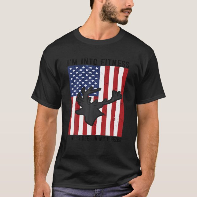 Camiseta Caçando, sou Malhação Caçador Engraçado Deer Freez (Frente)