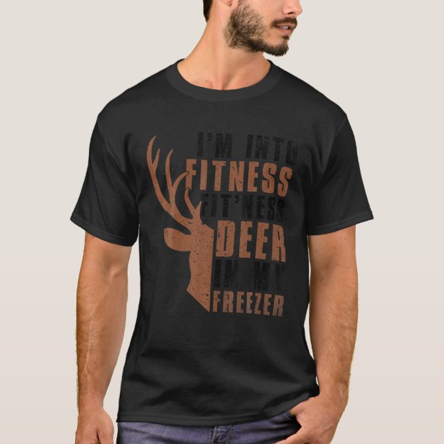 Camiseta Caçando, sou Malhação Caçador Engraçado Deer Freez (Frente)